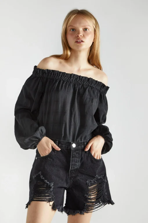 Glamorous Denim Shorts|Washed Black Distressed Denim Shorts -