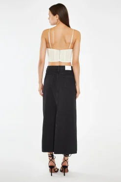 Glamorous Workwear|Maxi Skirts|Washed Black Straight-Fit Maxi-Skirt -