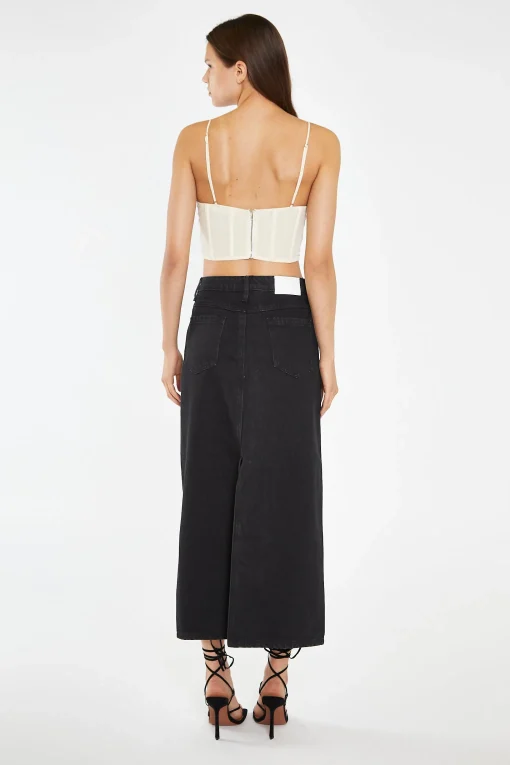 Glamorous Workwear|Maxi Skirts|Washed Black Straight-Fit Maxi-Skirt -