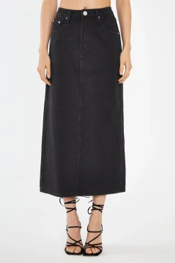 Glamorous Workwear|Maxi Skirts|Washed Black Straight-Fit Maxi-Skirt -
