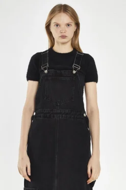 Glamorous Day Dresses|Midi & Midaxi Dresses|Washed-Black Denim Dungaree Midi-Dress -