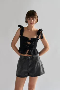 Glamorous Denim Shorts|Washed-Black Denim-Shorts -