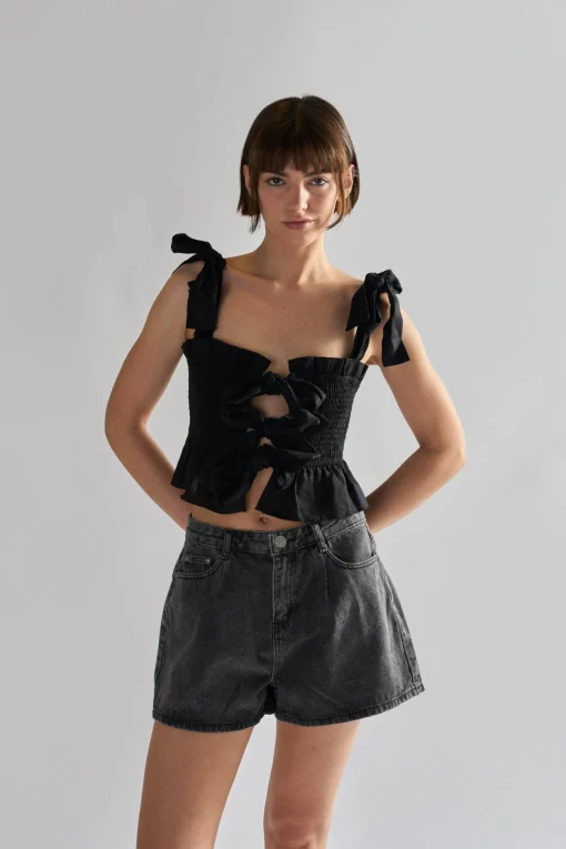 Glamorous Denim Shorts|Washed-Black Denim-Shorts -