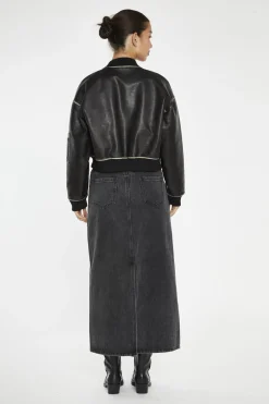 Glamorous Puffer Jackets|Jackets|Washed-Black Padded Bomber-Jacket -
