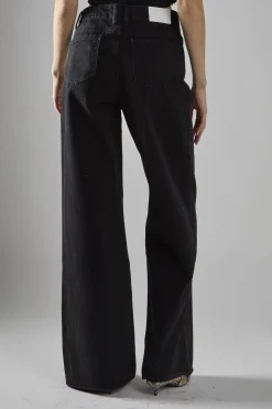 Glamorous Wide Leg Jeans|Wide Leg Trousers|Washed-Black Wide-Leg Mid-Rise-Jeans -