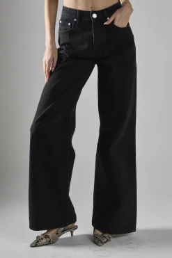 Glamorous Wide Leg Jeans|Wide Leg Trousers|Washed-Black Wide-Leg Mid-Rise-Jeans -
