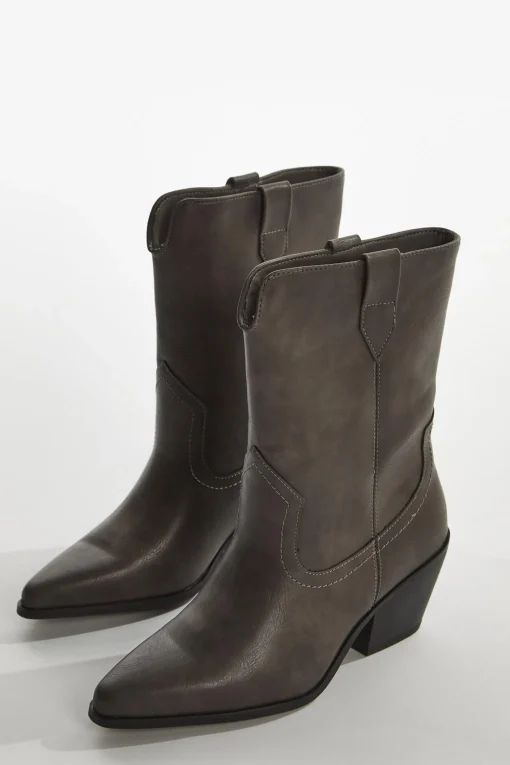 Glamorous Boots|Washed-grey Cowboy Ankle-Boots -