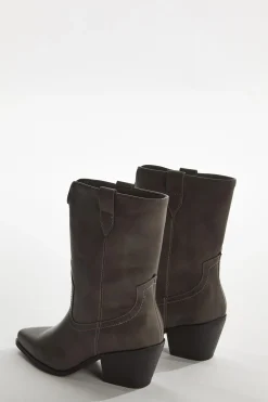 Glamorous Boots|Washed-grey Cowboy Ankle-Boots -