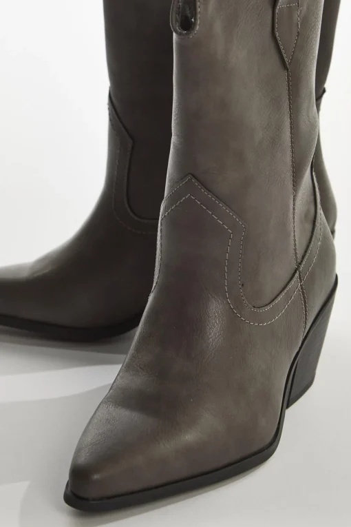 Glamorous Boots|Washed-grey Cowboy Ankle-Boots -
