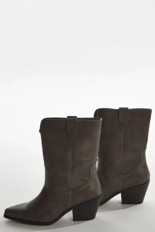 Glamorous Boots|Washed-grey Cowboy Ankle-Boots -