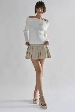 Glamorous Jumpers|White Bardot Long-Sleeve Jumper -