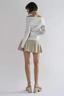 Glamorous Jumpers|White Bardot Long-Sleeve Jumper -