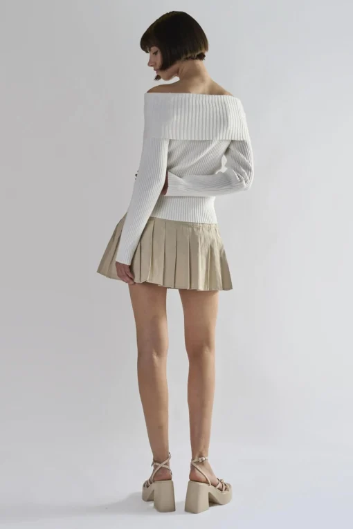 Glamorous Jumpers|White Bardot Long-Sleeve Jumper -