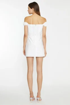 Glamorous Chic Escapes|Day Dresses|White Bardot Mini-Dress -
