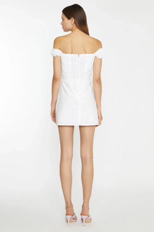 Glamorous Chic Escapes|Day Dresses|White Bardot Mini-Dress -