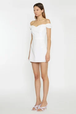 Glamorous Chic Escapes|Day Dresses|White Bardot Mini-Dress -