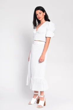 Glamorous Midi & Midaxi Skirts|White Belted Midi-Skirt -