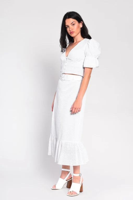 Glamorous Midi & Midaxi Skirts|White Belted Midi-Skirt -