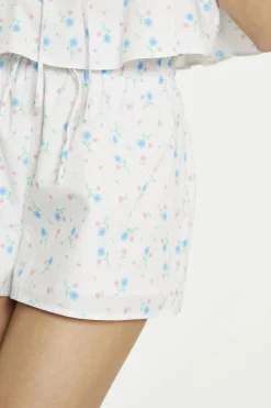 Glamorous Woven Shorts|White Blue Pink Ditsy Floral Shorts -