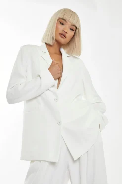 Glamorous Prom|Go To Partywear|White Boxy Oversized Blazer -