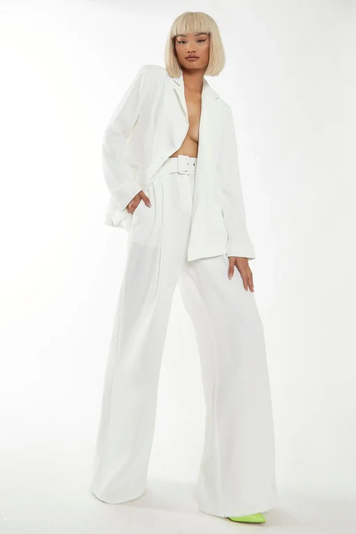Glamorous Prom|Go To Partywear|White Boxy Oversized Blazer -