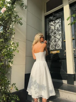 Glamorous Maxi Dresses|Maxi Dresses|White Broderie Pleated Maxi-Dress -
