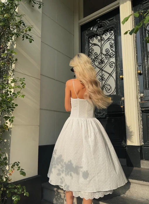 Glamorous Maxi Dresses|Maxi Dresses|White Broderie Pleated Maxi-Dress -