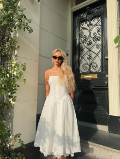 Glamorous Maxi Dresses|Maxi Dresses|White Broderie Pleated Maxi-Dress -
