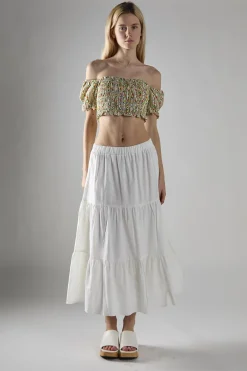 Glamorous Midi & Midaxi Skirts|White Chiffon Tiered Midaxi-Skirt -