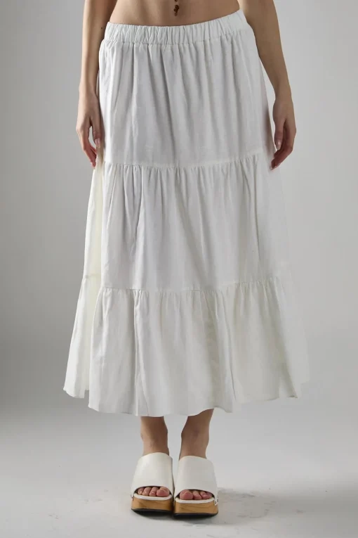 Glamorous Midi & Midaxi Skirts|White Chiffon Tiered Midaxi-Skirt -