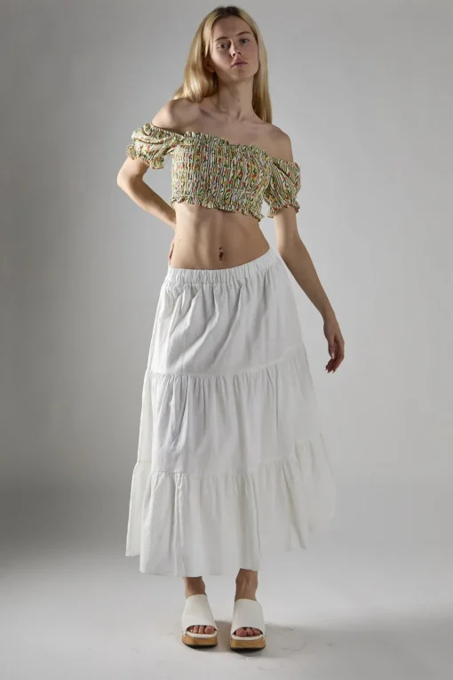 Glamorous Midi & Midaxi Skirts|White Chiffon Tiered Midaxi-Skirt -