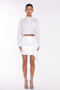 Glamorous Blouses & Shirts|White Crop-Shirt -