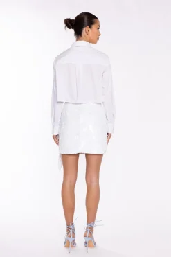 Glamorous Blouses & Shirts|White Crop-Shirt -