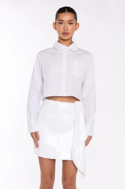 Glamorous Blouses & Shirts|White Crop-Shirt -