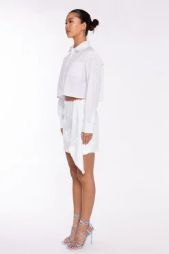 Glamorous Blouses & Shirts|White Crop-Shirt -