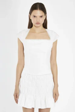 Glamorous Chic Escapes|Blouses & Shirts|White Cut-Out Back Top -