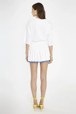 Glamorous Jet Setter|Chic Escapes|White Embroidered Oversized-T-Shirt -
