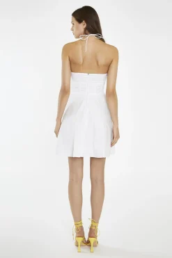 Glamorous Day Dresses|Mini Dresses|White Halterneck Corset Mini-Dress -