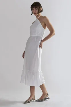 Glamorous Day Dresses|Midi & Midaxi Dresses|White Halter-Neck Midi-Dresses -