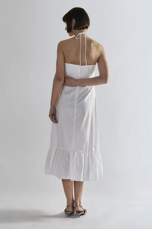 Glamorous Day Dresses|Midi & Midaxi Dresses|White Halter-Neck Midi-Dresses -