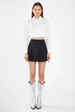 Glamorous Workwear|Blouses & Shirts|White Heart Cut-Out Crop-Shirt -