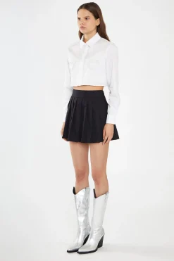 Glamorous Workwear|Blouses & Shirts|White Heart Cut-Out Crop-Shirt -