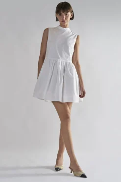 Glamorous Day Dresses|Mini Dresses|White High-Neck- Mini-Dresses -
