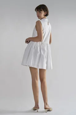 Glamorous Day Dresses|Mini Dresses|White High-Neck- Mini-Dresses -