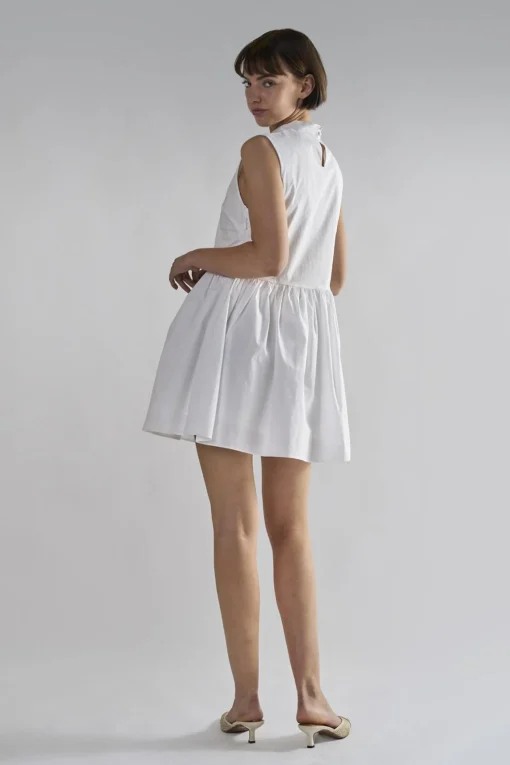 Glamorous Day Dresses|Mini Dresses|White High-Neck- Mini-Dresses -