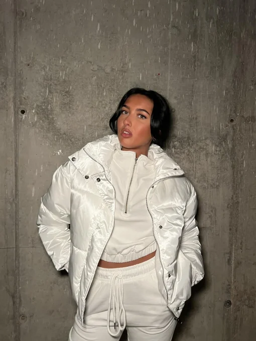 Glamorous Coats|White High-Neck Puffer-Coat -