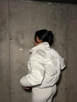 Glamorous Coats|White High-Neck Puffer-Coat -