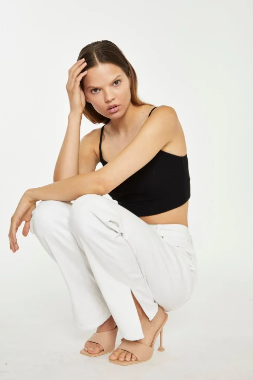 Glamorous Go To Partywear|Chic Escapes|White High-Waisted Side Split Jeans -