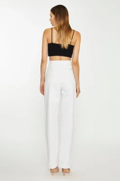 Glamorous Go To Partywear|Chic Escapes|White High-Waisted Side Split Jeans -