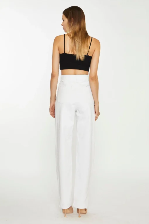 Glamorous Go To Partywear|Chic Escapes|White High-Waisted Side Split Jeans -